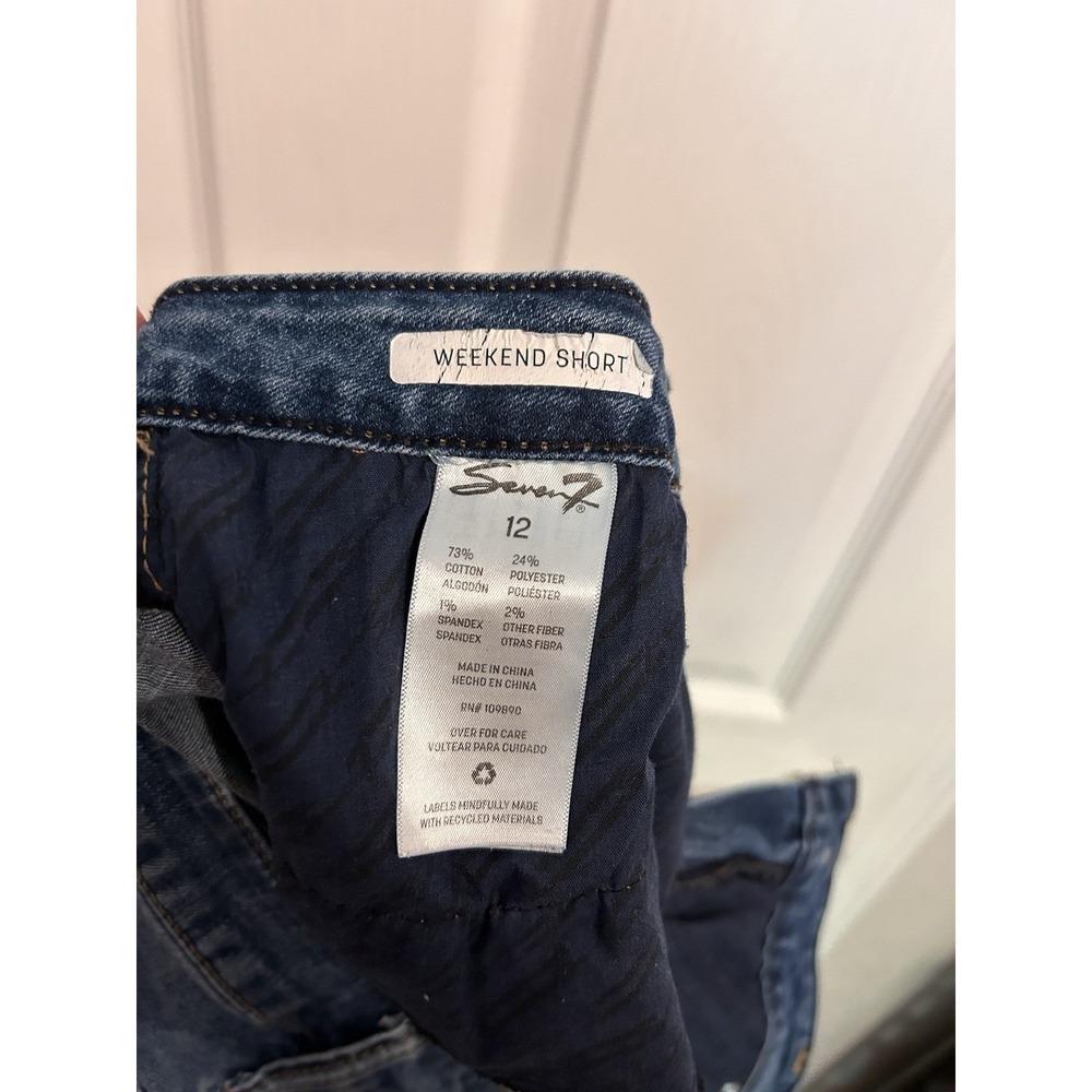 Seven 7 premium quality‎ brand womens 12 blue jeans denim Weekend shorts - Picture 5 of 5